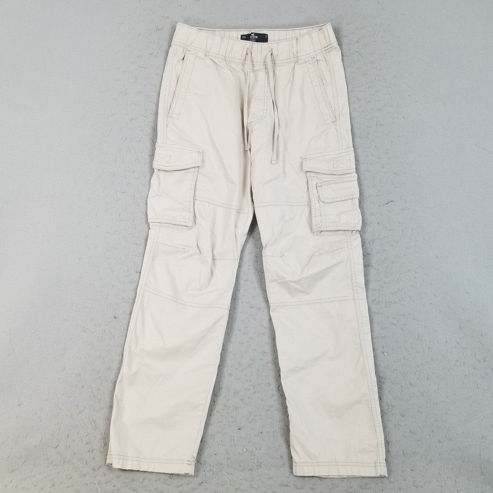 Hollister Cargo Pants Mens Small Tan Slim Straight Epic Flex Khaki Drawstring